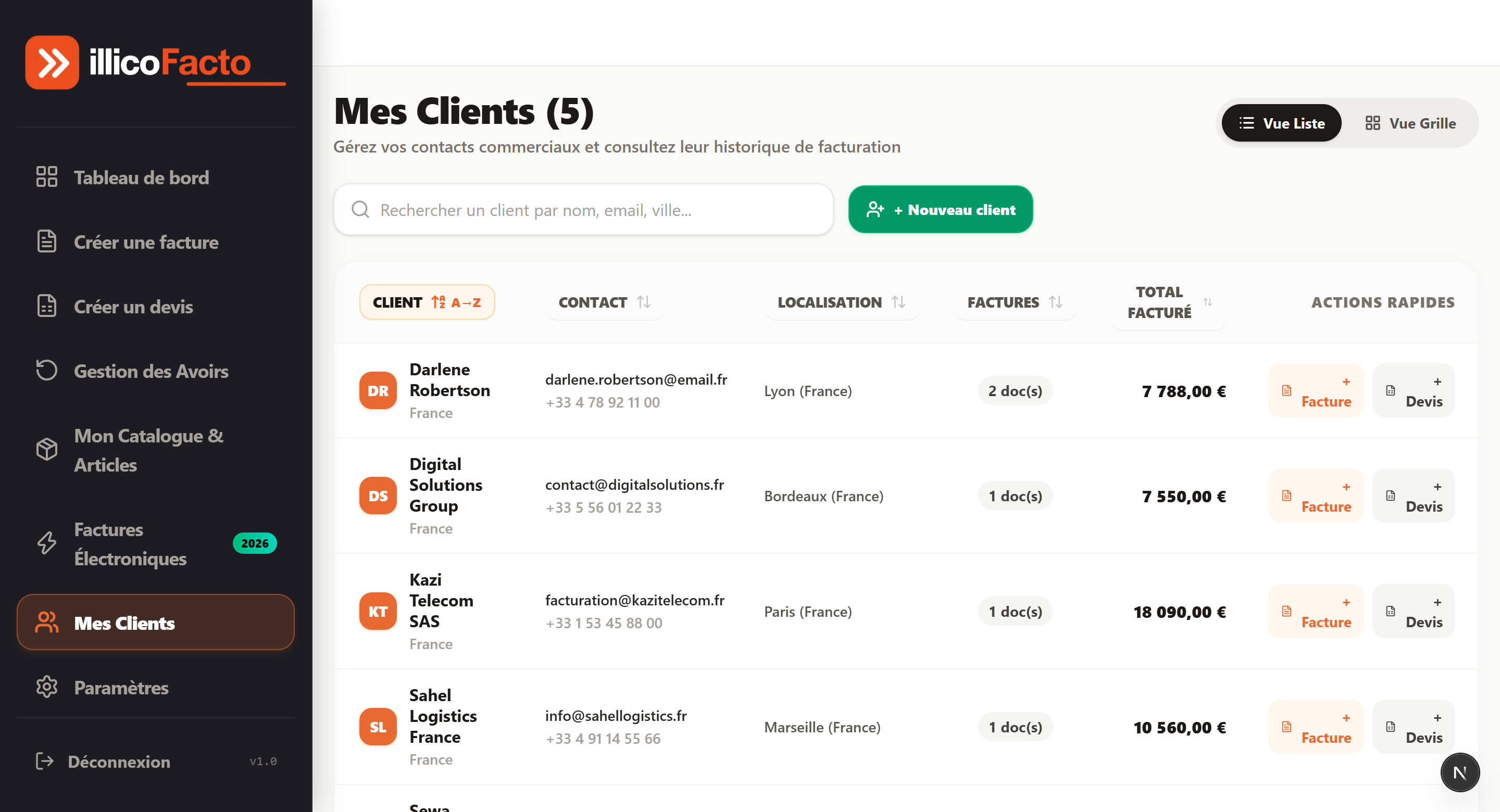 Mes Clients & Profils